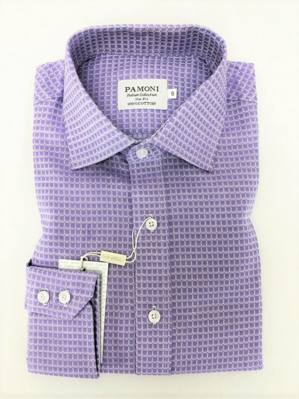 Lilac Twill Check Pure Cotton Shirt