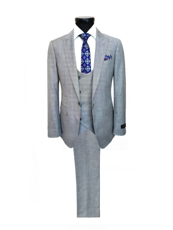 Light Grey Sharkskin 3-Piece Suit