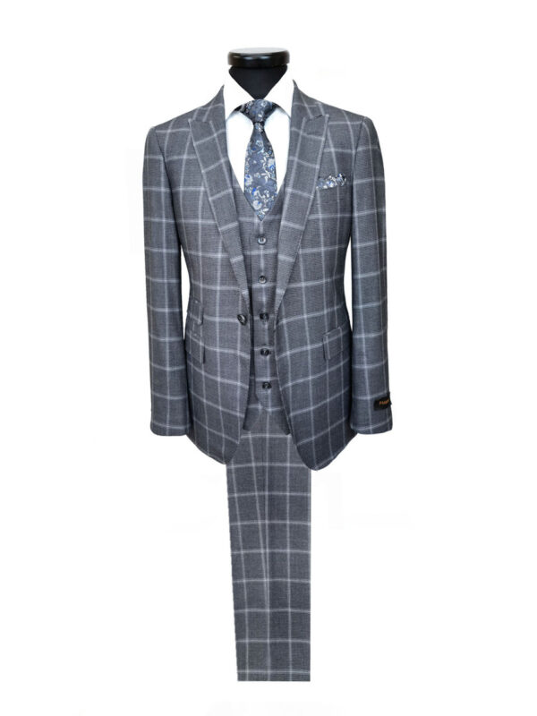 Grey Check Houndstooth 3-Piece Suit