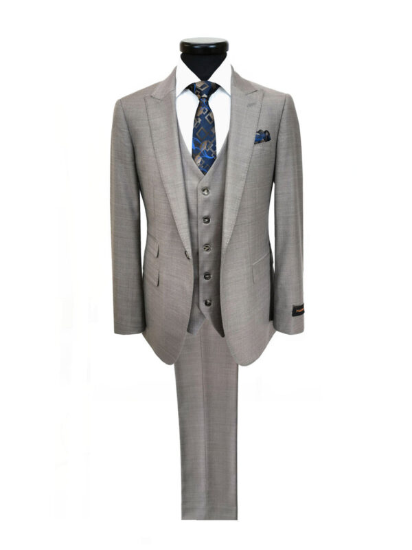 Taupe Slim Fit 3-Piece Twill Suit