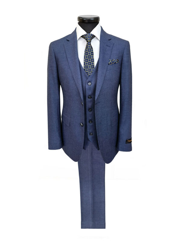 Mid Blue Birdseye 3-Piece Suit