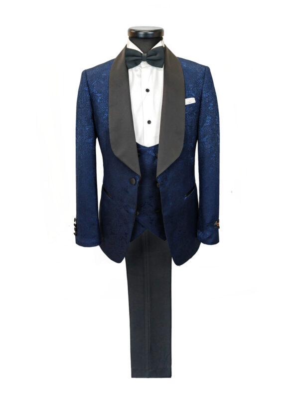 Navy Floral Style 3-Piece Tuxedo