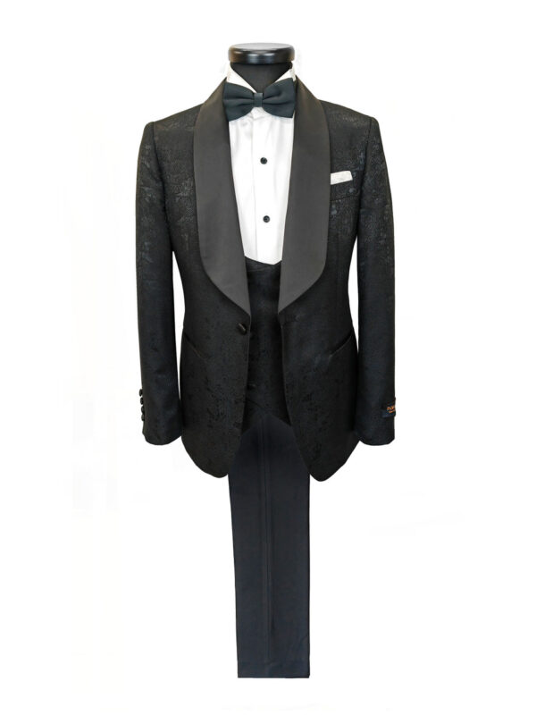 Black Floral Style 3-Piece Tuxedo