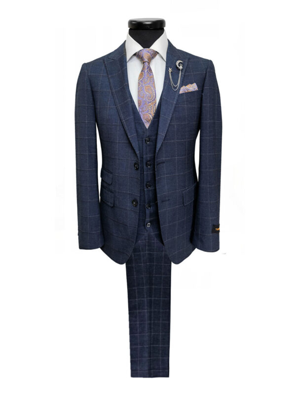 Grey Check Two Button 3-Piece Suit