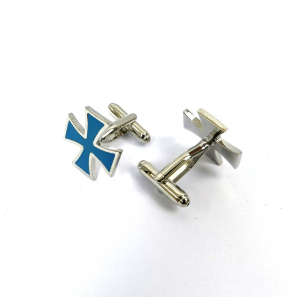 Blue Medieval Cross Cufflinks - Image 2