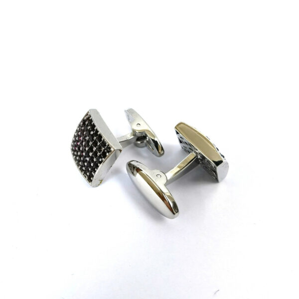 Black Lattice Square Cufflinks - Image 2