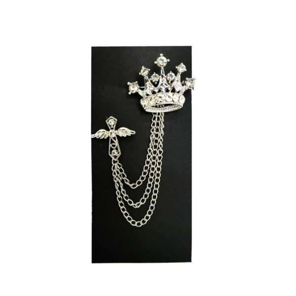 Jewelled Crown Chain Lapel Pin