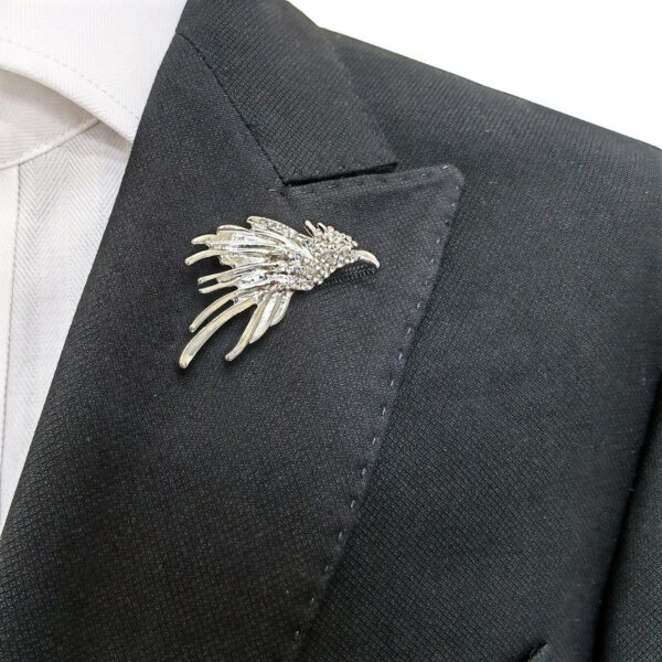 Silver Jewelled Phoenix Lapel Pin - Image 2