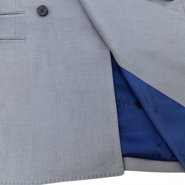 Grey Double Breasted Linen Suit - Image 3