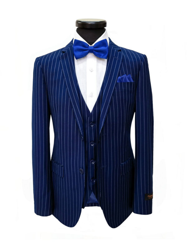 Blue Stripe 2 Button 3-Piece Suit - Image 6