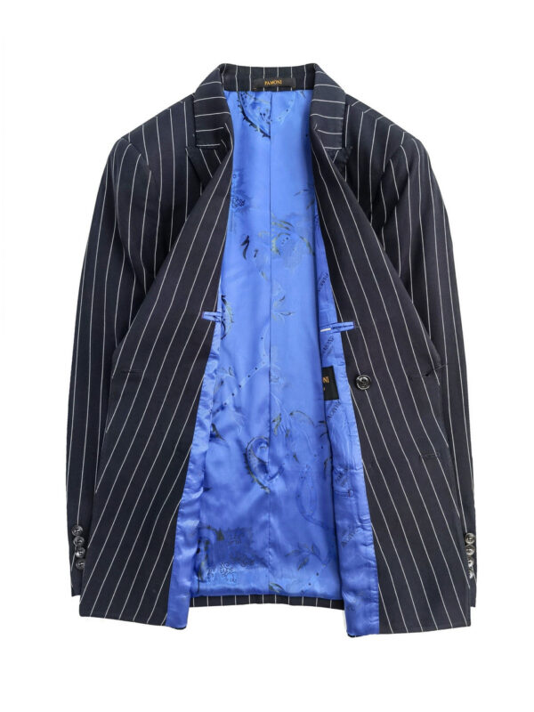 Navy Pinstripe Double Breasted Suit - Image 5