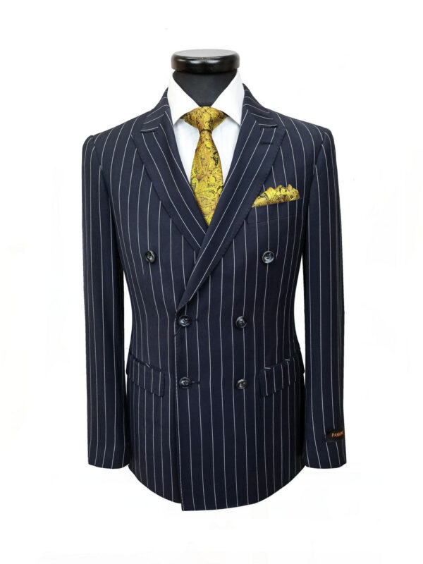 Navy Pinstripe Double Breasted Suit - Image 2