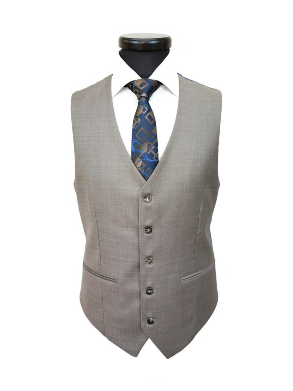 Taupe Slim Fit 3-Piece Twill Suit - Image 5