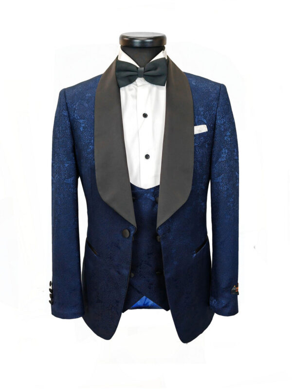 Navy Floral Style 3-Piece Tuxedo - Image 5