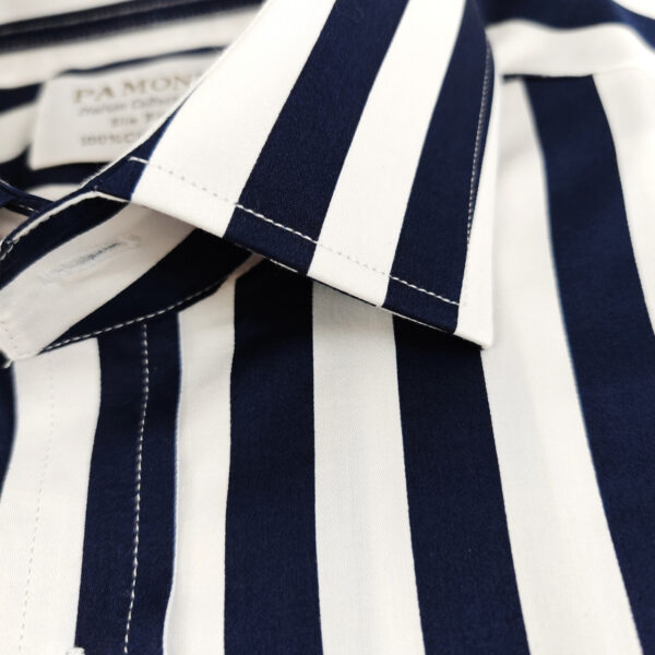 White Navy Bold Stripe Shirt - Image 3