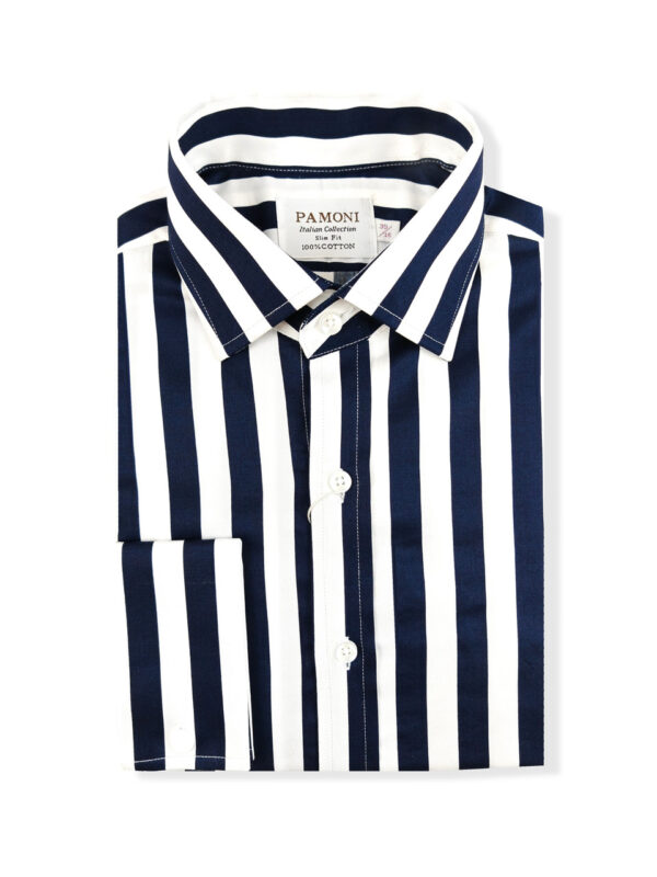 White Navy Bold Stripe Shirt - Image 2