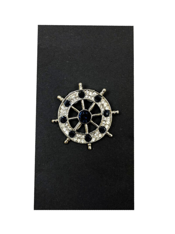 Jeweled Ship's Wheel Lapel Pin