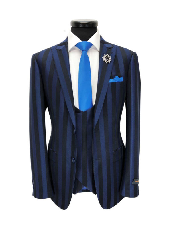 Blue Bold Stripe 3-piece Suit