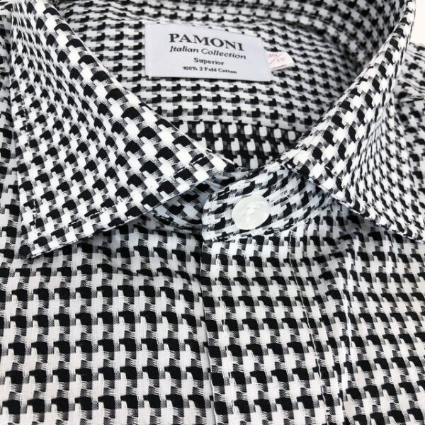 Grey Dog Tooth Slim Fit Shirt - Image 2