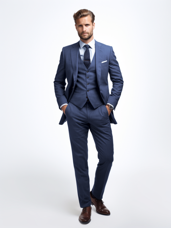 Mid Blue Birdseye 3-Piece Suit - Image 6